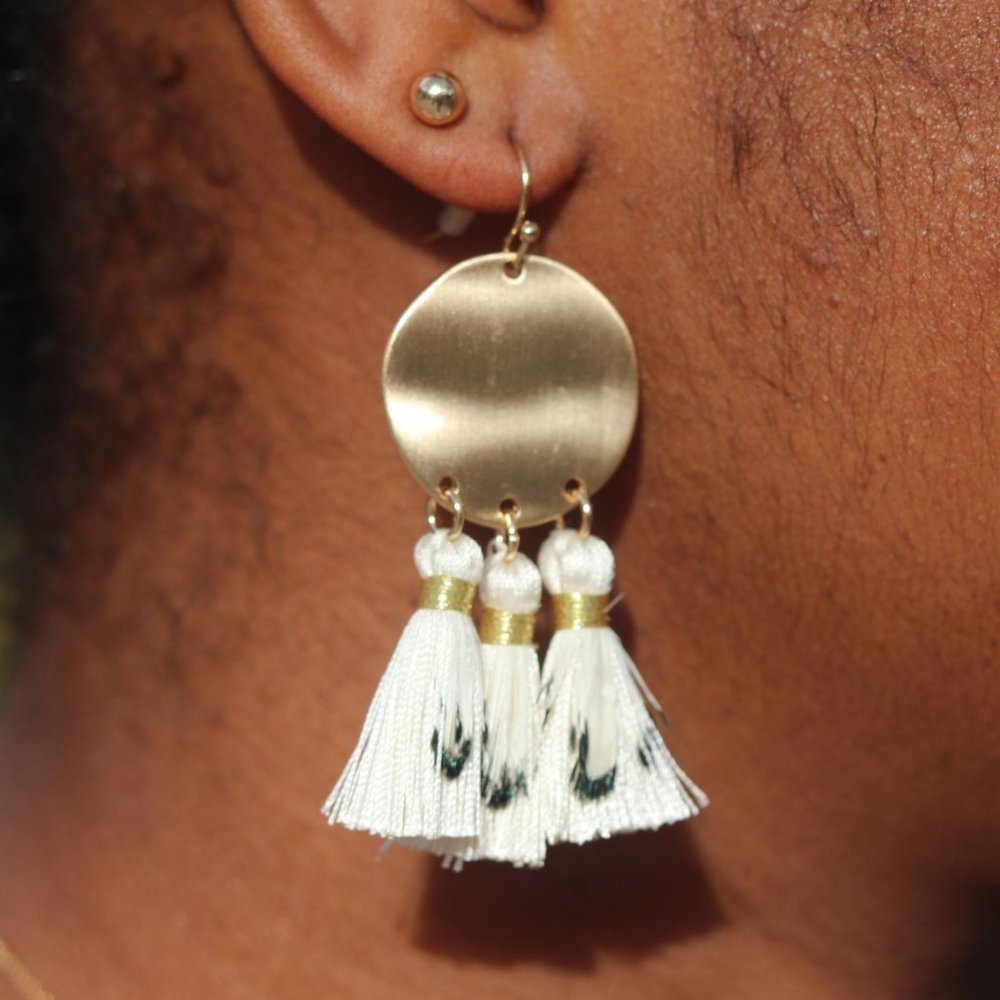 White Tassel Earring